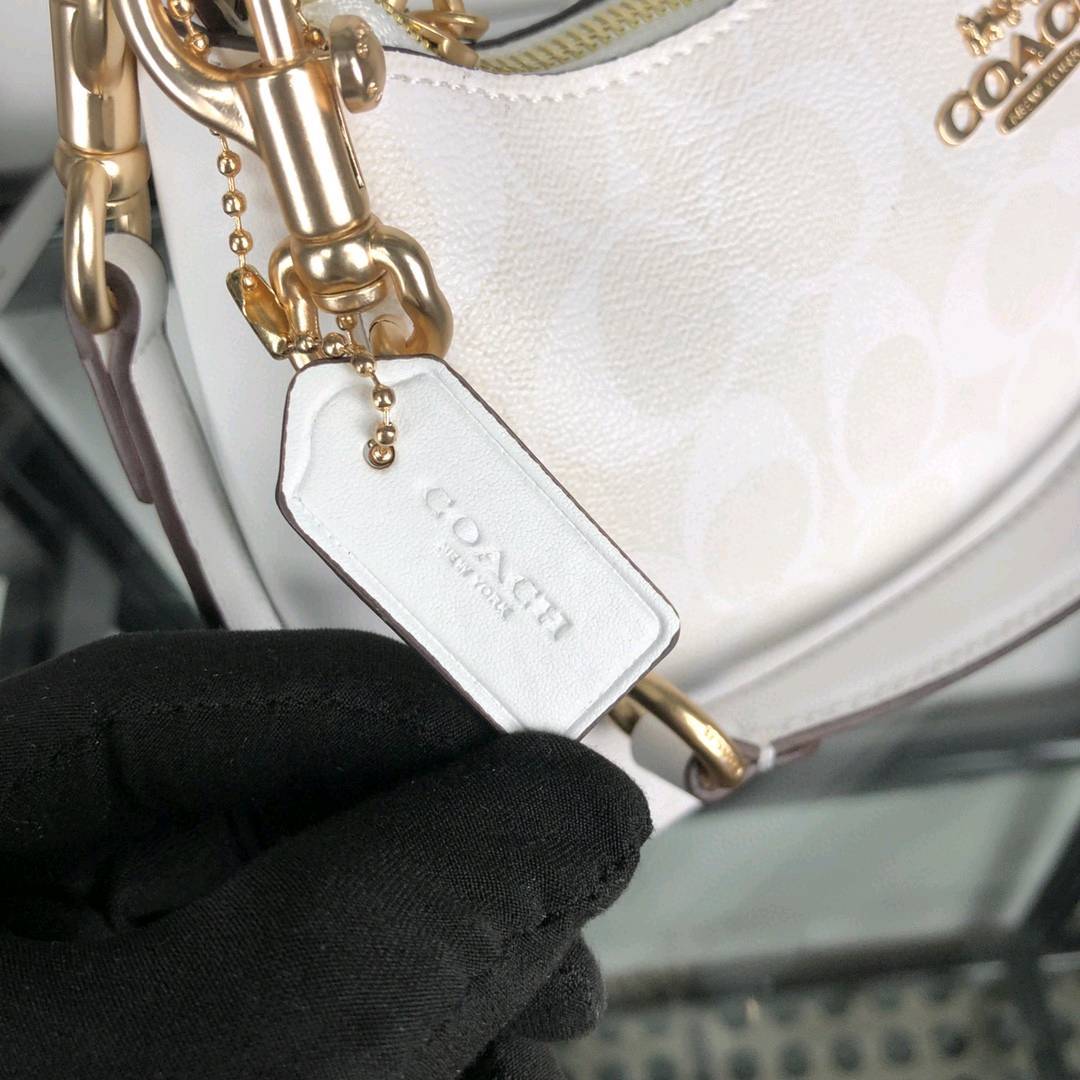 💰130 新款coach/蔻驰大号麻将包 CA548 Teri shoulder bag手提腋下包 冰川白简直太仙啦 干净又清爽 链条⛓️皮制手提带和半月包型设计更显精致优雅 彰显经典的气质与时尚的态度 双肩带都可自由拆卸，无论腋下背，还是做斜挎包 更加肆意随性24*13*7