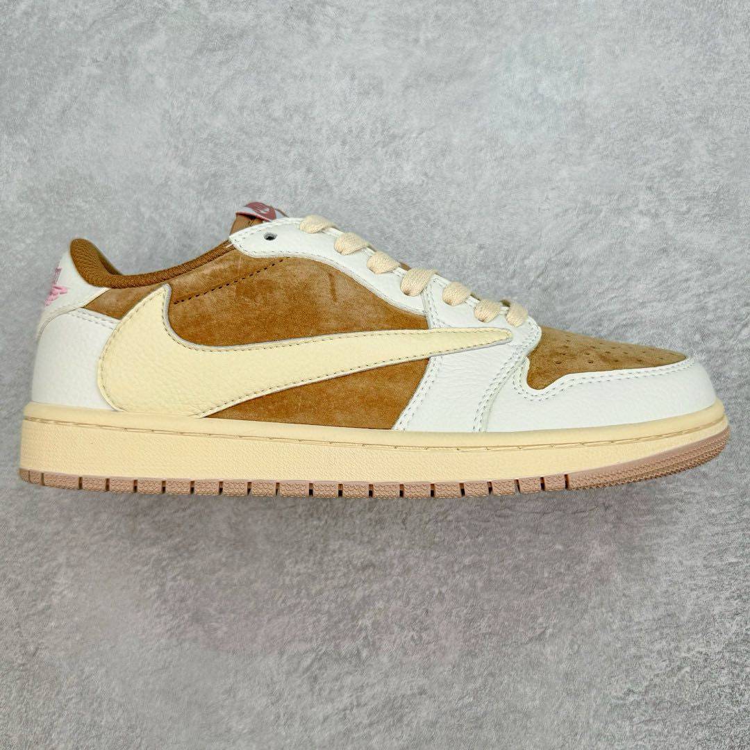 真标💰110 150 公司级💰180 220 纯原💰260 350  Travis Scott x Air Jordan AJ1 Low TS联名倒钩低帮系列 毫无疑问市场中端王者 耗时半年巨作 全套原纸板楦头开发 确保原汁原味 完美呈现倒钩版型 原档案转印油墨一体 一码一