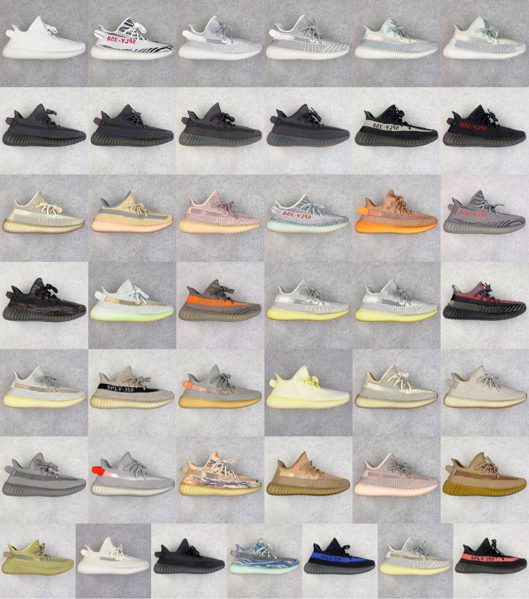 真标💰100 130  公司级💰150  180  纯原💰260  350 Yeezy Boost 350 V2 系列 47个配色 市面中端最王炸版本 lw同源配套打造 全套原楦 原纸版 原鞋开模完美打造 采用辰元飞织鱼丝网原厂面 非进口机台 大底原厂半透明RB巴斯夫满钉大