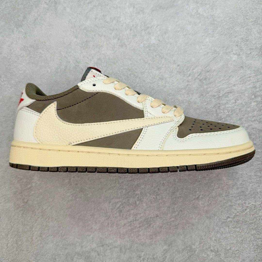 真标💰110 150 公司级💰180 220 纯原💰260 350  Travis Scott x Air Jordan AJ1 Low TS联名倒钩低帮系列 毫无疑问市场中端王者 耗时半年巨作 全套原纸板楦头开发 确保原汁原味 完美呈现倒钩版型 原档案转印油墨一体 一码一