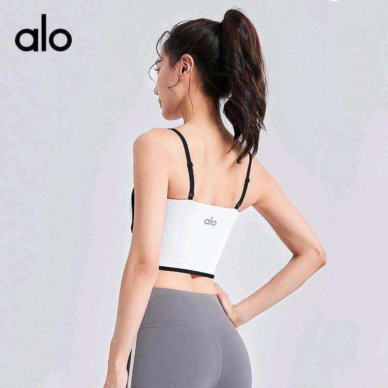 ALO YOGA 💰68💎支持一件代发
alo yoga裸感吊带文胸瑜伽美背可调节肩带健身运动内衣
【品牌】ALO 
【款号】JYMN180
【面料】聚酯纤维/氨纶
【颜色】白色，海岩灰，香鲸蓝，星耀黑
【尺码】S，M，L，XL，XXL
 专柜同款品质，厂家直销，货源充足，售后保障