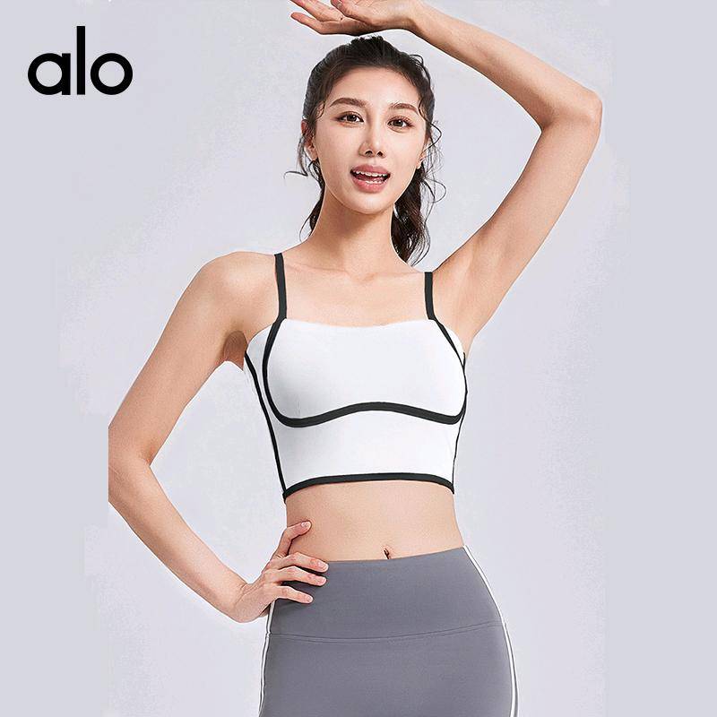 ALO YOGA 💰68💎支持一件代发
alo yoga裸感吊带文胸瑜伽美背可调节肩带健身运动内衣
【品牌】ALO 
【款号】JYMN180
【面料】聚酯纤维/氨纶
【颜色】白色，海岩灰，香鲸蓝，星耀黑
【尺码】S，M，L，XL，XXL
 专柜同款品质，厂家直销，货源充足，售后保障