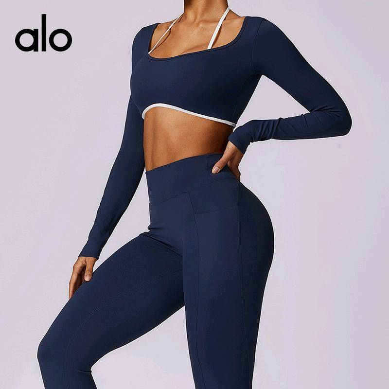 ALO YOGA💰88💎支持一件代发
aloyoga长袖裸感显瘦速干美背瑜伽服上衣运动T恤长袖健身服
【品牌】ALO 
【款号】CCX8605
【面料】氨纶/锦纶
【颜色】高级黑，徽章蓝
【尺码】S，M，L，XL
 专柜同款品质，厂家直销，货源充足，售后保障
