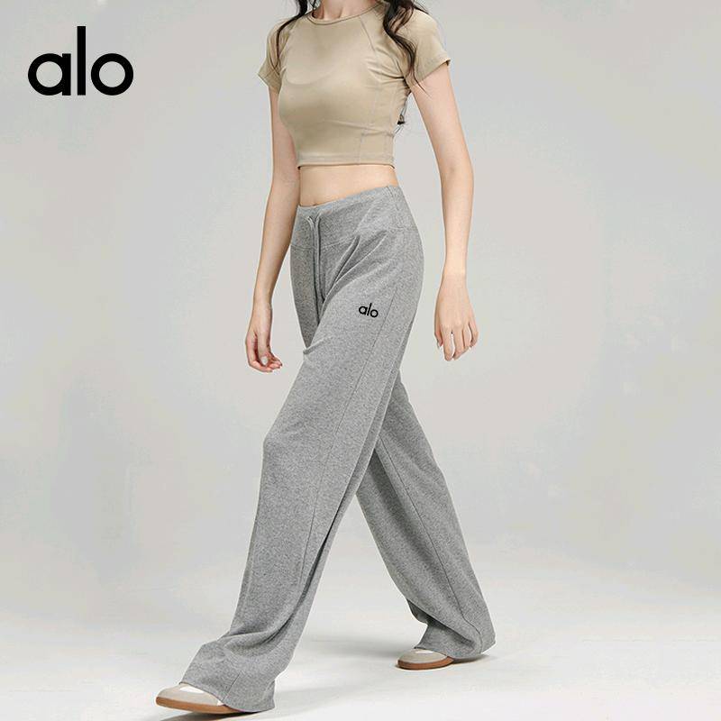 ALO YOGA💰85 💎支持一件代发
aloyoga加长针织卫裤女冬季宽松版直筒灰色显瘦百搭运动休闲裤
【品牌】ALO 
【款号】KZ240803
【面料】聚酯纤维/人棉/氨纶
【颜色】黑色，灰色
【尺码】XS，S，M，L

 专柜同款品质，厂家直销，货源充足，售后保障