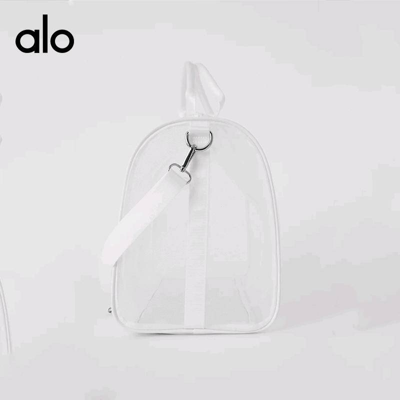 ALO YOGA💰98💎支持一件代发
aloyoga透明网包行李包瑜伽健身包女包户外健身包旅行斜跨包
【品牌】ALO 
【款号】JY51
【面料】PVC
【颜色】黑色，白色
【尺码】均码
 专柜同款品质，厂家直销，货源充足，售后保障
