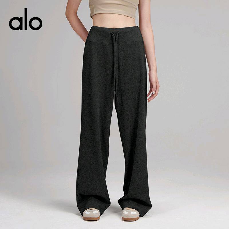 ALO YOGA💰85 💎支持一件代发
aloyoga加长针织卫裤女冬季宽松版直筒灰色显瘦百搭运动休闲裤
【品牌】ALO 
【款号】KZ240803
【面料】聚酯纤维/人棉/氨纶
【颜色】黑色，灰色
【尺码】XS，S，M，L

 专柜同款品质，厂家直销，货源充足，售后保障