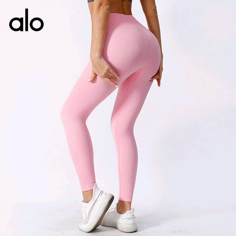 ALO YOGA  💰70💎支持一件代发
alo yoga螺纹运动健身紧身裤高腰收腹无缝跨境瑜伽裤
【品牌】ALO 
【款号】CK2308
【面料】锦纶/尼龙
【颜色】白色，黑色，灰色，酒红色，咖啡色，克莱因蓝，蓝色，米白，浅粉色，浅咖，浅紫色，珊瑚红，深绿，天蓝，紫色
【尺码】S，M，L
 专柜同款品质，厂家直销，货源充足，售后保障
