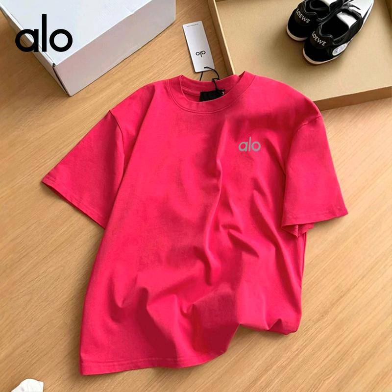 ALO YOGA💰68💎支持一件代发
aloyoga短袖裸感瑜伽圆领T恤短袖运动健身服跑步上衣T恤
【品牌】ALO 
【款号】JY90042
【面料】棉，氨纶
【颜色】白色，粉红色，黑色，玫红色，浅灰色，浅蓝色，浅绿色
【尺码】S，M，L，XL，2XL，3XL
 专柜同款品质，厂家直销，货源充足，售后保障