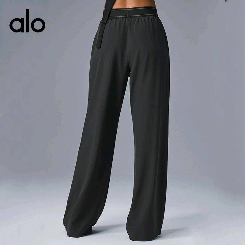 ALO YOGA 💰93💎支持一件代发
ALO同款瑜伽潮裤女薄款阔腿裤垂感高腰显瘦休闲宽松裤长裤
【品牌】AlO
【款号】JY90039
【面料】聚酯纤维/氨纶
【颜色】黑色，海军蓝
【尺码】S，M，L

 专柜同款品质，厂家直销，货源充足，售后保障