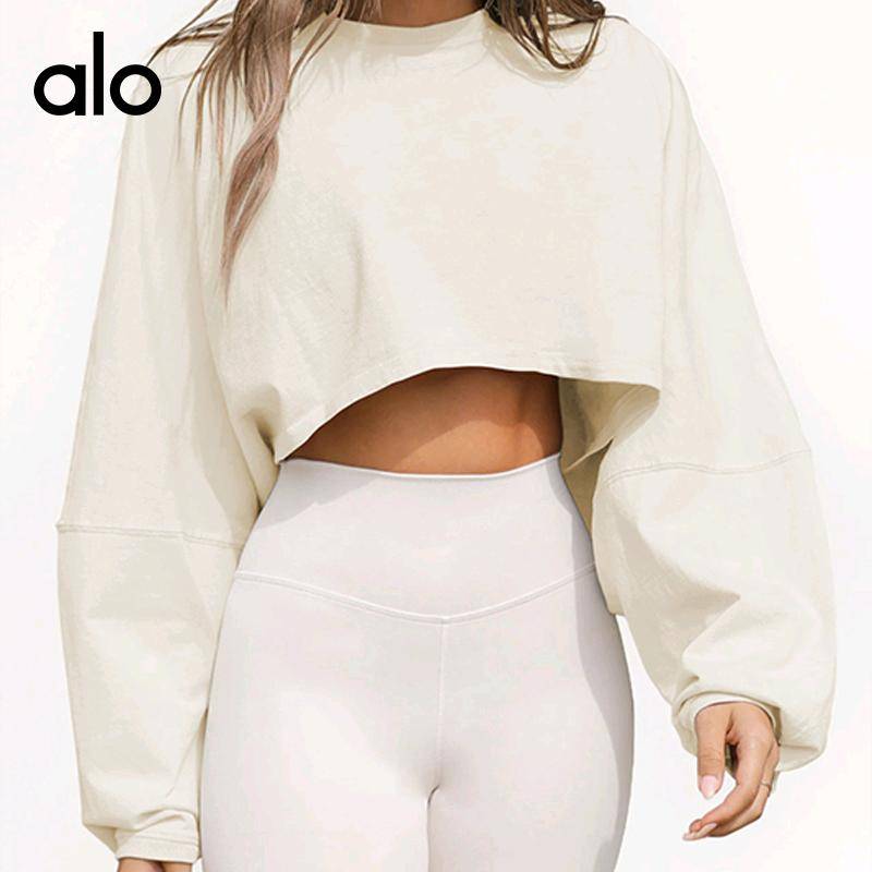 ALO YOGA 💰78💎支持一件代发
aloyoga运动卫衣女秋冬爆款健身长袖短款休闲跑步宽松瑜伽服上衣
【品牌】ALO 
【款号】EWYB012
【面料】加密清棉平纹
【颜色】灰白，深灰，浅灰，杏色，攻红，绿色，黑色，淡绿，棕色，墨绿色
【尺码】XS，S，M，L
专柜同款品质，厂家直销，货源充足，售后保障