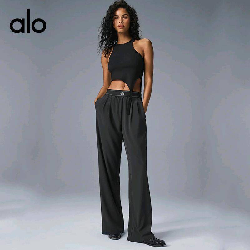 ALO YOGA 💰93💎支持一件代发
ALO同款瑜伽潮裤女薄款阔腿裤垂感高腰显瘦休闲宽松裤长裤
【品牌】AlO
【款号】JY90039
【面料】聚酯纤维/氨纶
【颜色】黑色，海军蓝
【尺码】S，M，L

 专柜同款品质，厂家直销，货源充足，售后保障