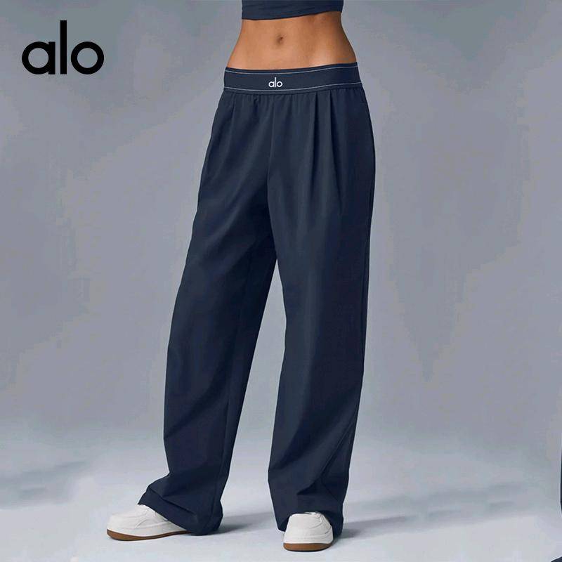 ALO YOGA 💰93💎支持一件代发
ALO同款瑜伽潮裤女薄款阔腿裤垂感高腰显瘦休闲宽松裤长裤
【品牌】AlO
【款号】JY90039
【面料】聚酯纤维/氨纶
【颜色】黑色，海军蓝
【尺码】S，M，L

 专柜同款品质，厂家直销，货源充足，售后保障