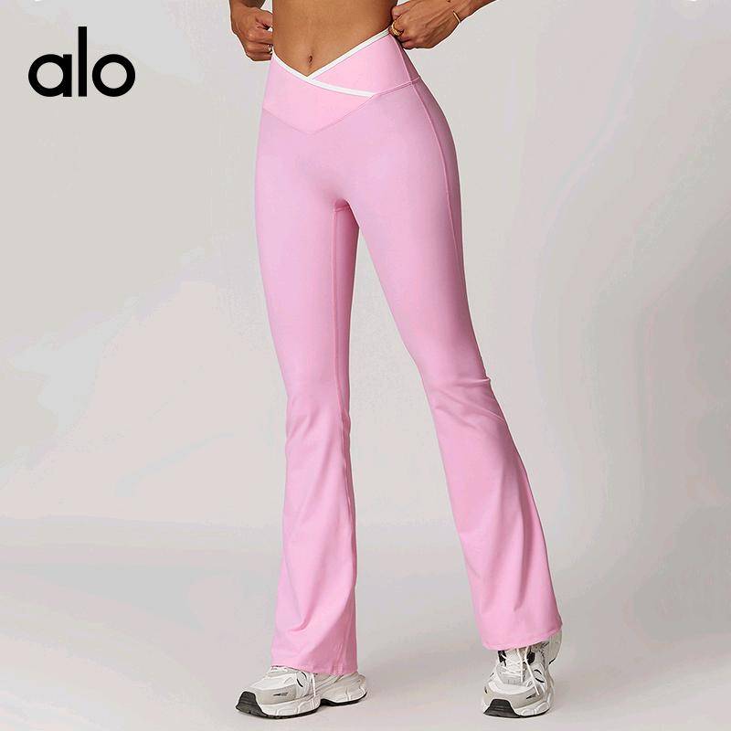ALO YOGA 💰98💎支持一件代发
aloyoga瑜伽裤裸感紧身瑜伽裤微喇交叉高腰阔腿裤运动健身裤
【品牌】AlO
【款号】DCK8843
【面料】锦纶/氨纶
【颜色】高级黑，可可棕，蓝灰色，天鹅白，樱花粉
【尺码】S，M，L，XL
 专柜同款品质，厂家直销，货源充足，售后保障