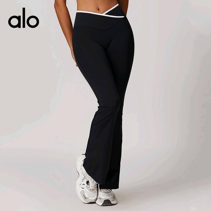 ALO YOGA 💰98💎支持一件代发
aloyoga瑜伽裤裸感紧身瑜伽裤微喇交叉高腰阔腿裤运动健身裤
【品牌】AlO
【款号】DCK8843
【面料】锦纶/氨纶
【颜色】高级黑，可可棕，蓝灰色，天鹅白，樱花粉
【尺码】S，M，L，XL
 专柜同款品质，厂家直销，货源充足，售后保障