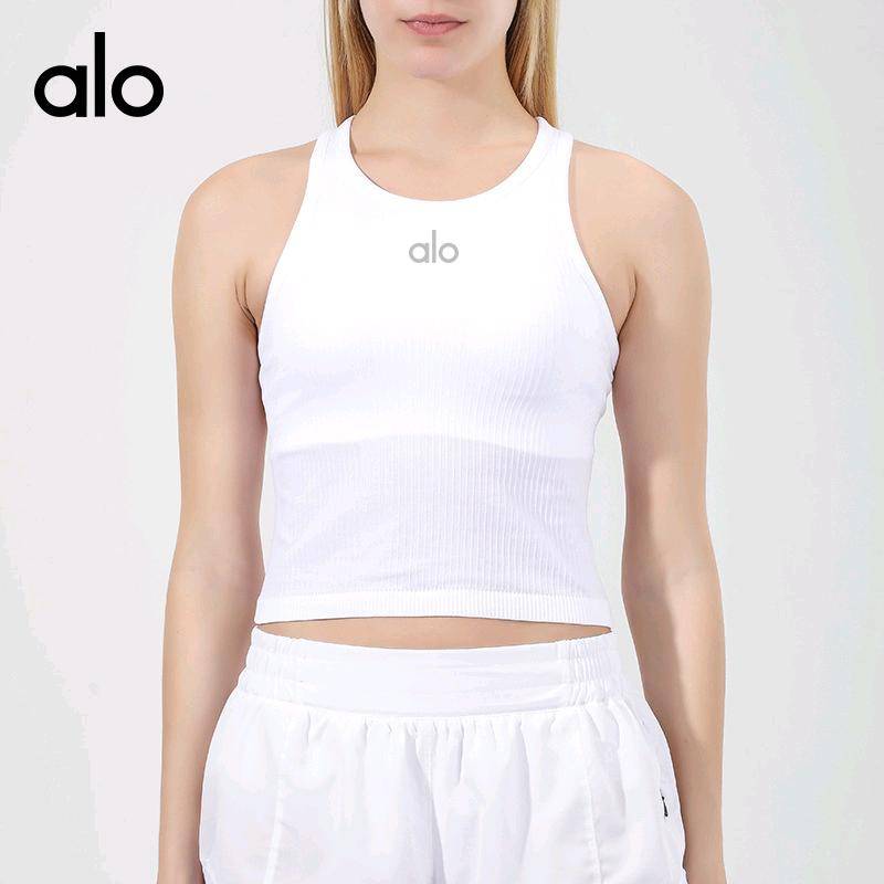 ALO YOGA 💰71💎支持一件代发 
aloyoga运动背心女夏欧美带垫罗纹瑜伽背心透气工字美背健身上衣
【品牌】 ALO 
【款号】JY88251
【面料】化纤类混纺
【颜色】黑色，白雪公主白，兰色，梅红色，雨林绿，蛛丝粉，苹果绿，焦糖棕，桑葚紫
【尺码】4/XS，6/S，8/M，10/L
 专柜同款品质，厂家直销，货源充足，售后保障