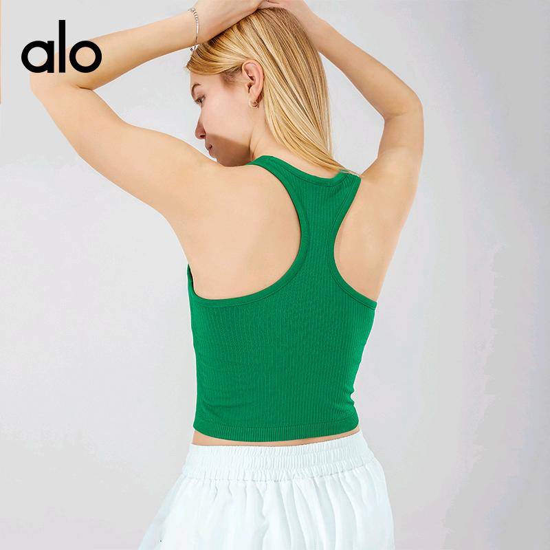 ALO YOGA 💰71💎支持一件代发 
aloyoga运动背心女夏欧美带垫罗纹瑜伽背心透气工字美背健身上衣
【品牌】 ALO 
【款号】JY88251
【面料】化纤类混纺
【颜色】黑色，白雪公主白，兰色，梅红色，雨林绿，蛛丝粉，苹果绿，焦糖棕，桑葚紫
【尺码】4/XS，6/S，8/M，10/L
 专柜同款品质，厂家直销，货源充足，售后保障