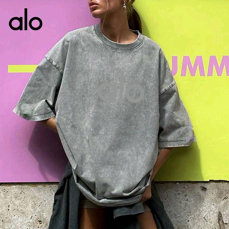 ALO YOGA💰70💎支持一件代发
aloyoga短袖T恤松弛感休闲圆领水洗磨毛短袖T恤
【品牌】ALO 
【款号】TX0036
【面料】棉
【颜色】草绿，黑色，军绿，咖色，蓝色，玫红，浅灰，杏色，紫色
【尺码】S，M，L，XL，2XL
 专柜同款品质，厂家直销，货源充足，售后保障