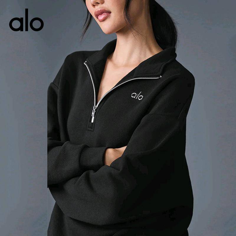 ALO YOGA 💰108💎支持一件代发 
aloyoga 外套保暖翻领半拉链宽松简约纯色卫衣外套
【品牌】ALO 
【款号】JY90032
【面料】棉（聚酯纤维）
【颜色】黑色
【尺码】S，M，L，XL，XXL
 专柜同款品质，厂家直销，货源充足，售后保障