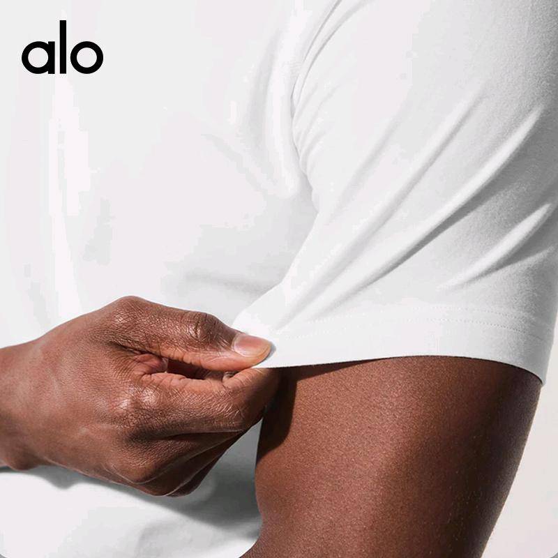 ALO YOGA 💰68💎支持一件代发
alo男士运动健身短袖男士棉圆领休闲锻炼显肌肉短袖T恤
【品牌】AlO
【款号】JY90035
【面料】棉/氨纶
【颜色】黑色，白色
【尺码】M，L，XL，XXL
 专柜同款品质，厂家直销，货源充足，售后保障