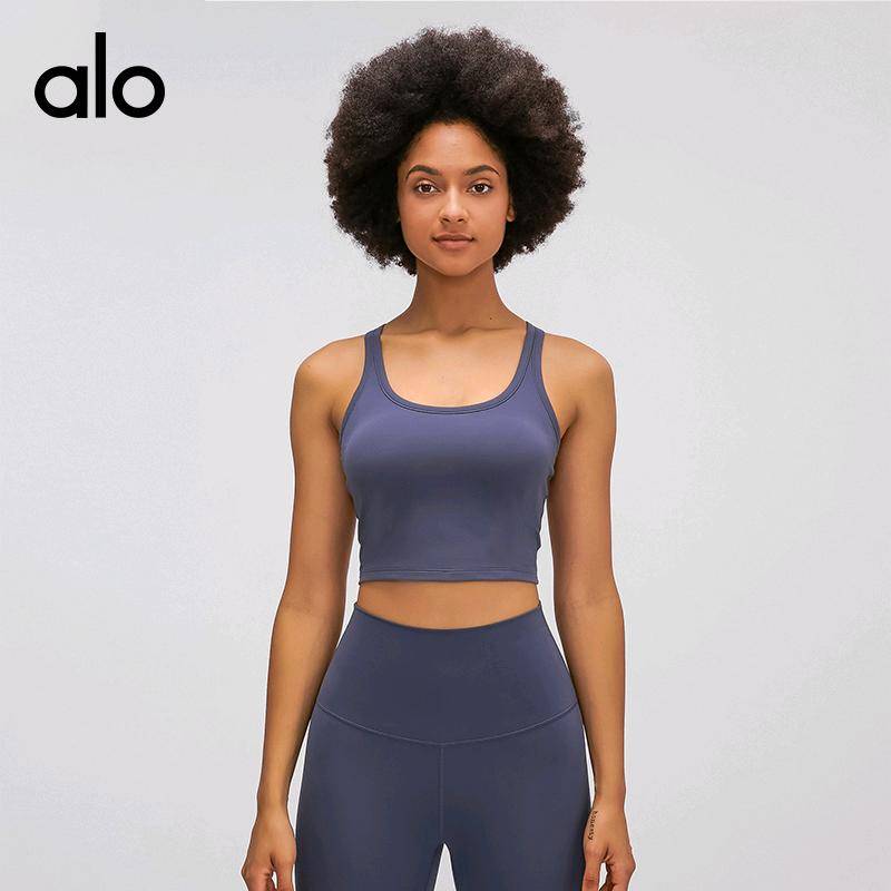 ALO YOGA 💰78💎支持一件代发
aloyoga背心运动瑜伽小背心女弹力休闲百搭健身运动内衣
【品牌】AlO
【款号】S2081
【面料】锦纶/氨纶
【颜色】白色，淡紫灰，河石色，黑色，红宝玉，焦橙色，卡布里蓝，流光灰，流沙粉，米白色，抹茶绿，深碳灰，石榴红，嫣红，月白蓝
【尺码】2，4，6，8，10，12
 专柜同款品质，厂家直销，货源充足，售后保障