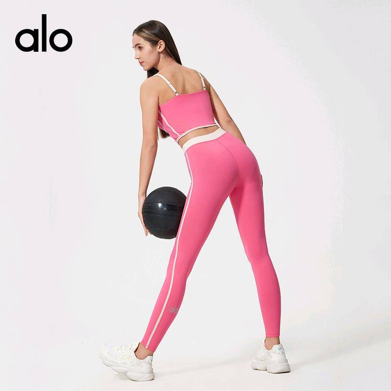 ALO YOGA 💰88💎支持一件代发
alo yoga新款裸感透气提臀塑形撞色户外运动高弹瑜伽九分裤女
【品牌】AlO
【款号】D25045
【面料】锦纶/氨纶
【颜色】白蛋白，黑色，樱花粉
【尺码】4，6，8，10，12
 专柜同款品质，厂家直销，货源充足，售后保障