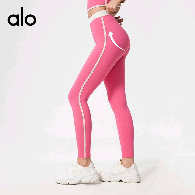 ALO YOGA 💰88💎支持一件代发
alo yoga新款裸感透气提臀塑形撞色户外运动高弹瑜伽九分裤女
【品牌】AlO
【款号】D25045
【面料】锦纶/氨纶
【颜色】白蛋白，黑色，樱花粉
【尺码】4，6，8，10，12
 专柜同款品质，厂家直销，货源充足，售后保障
