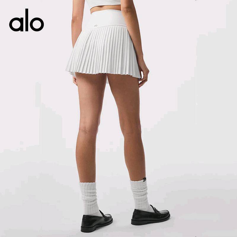 ALO YOGA 💰83💎支持一件代发
alo yoga短裙户外褶皱网球裙高腰收腹侧袋防走光运动短裤
【品牌】AlO
【款号】DK383
【面料】锦纶/氨纶
【颜色】白色，薄粉色 ，波士顿橙，葱绿，复古绿，光束黄，黑色，浅草绿，晴日蓝，维生素粉，西纳特拉蓝
【尺码】4，6，8，10，12
 专柜同款品质，厂家直销，货源充足，售后保障