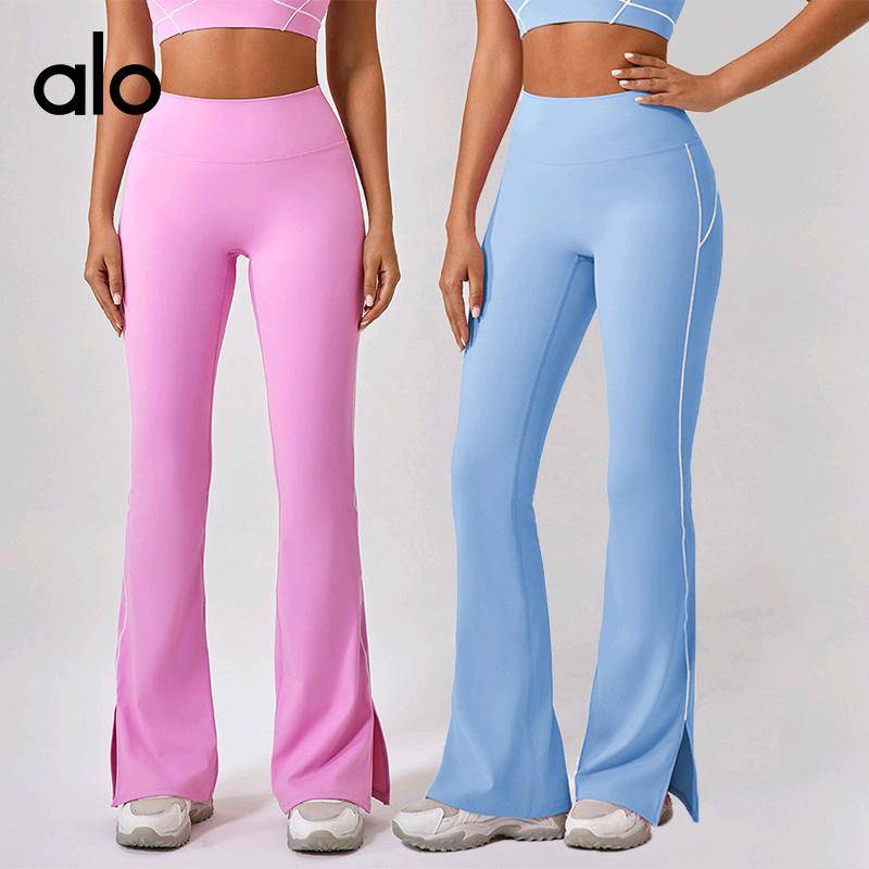 ALO YOGA 💰86💎支持一件代发
alo yoga运动开叉长裤高腰紧身裸感提臀女舞蹈健身户外瑜伽喇叭裤
【品牌】AlO
【款号】KW307
【面料】锦纶/尼龙
【颜色】黑色，麻灰色，粉红色，水蓝色，深卡其色
【尺码】S，M，L，XL
 专柜同款品质，厂家直销，货源充足，售后保障
