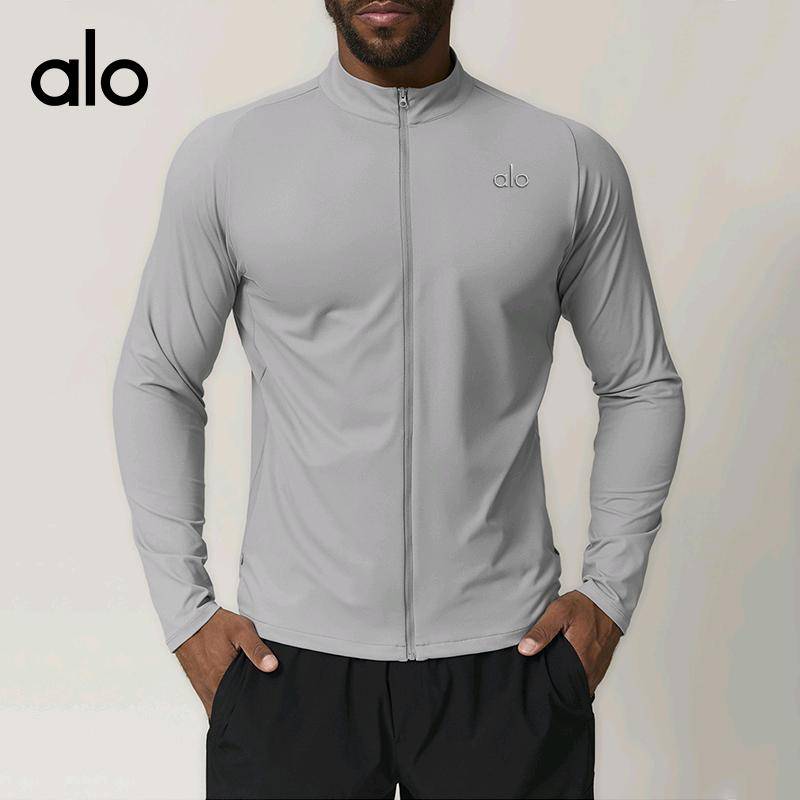 ALO YOGA 💰113💎支持一件代发
aloyoga外套男秋跨境运动休闲立领长袖t恤上衣速干户外训练健身服
【品牌】AlO
【款号】DWT1052
【面料】涤纶/氨纶
【颜色】高级黑，铅灰色，浅灰色（宝蓝色，橄榄绿，需要定制）
【尺码】S，M，L，XL，XXL
 专柜同款品质，厂家直销，货源充足，售后保障