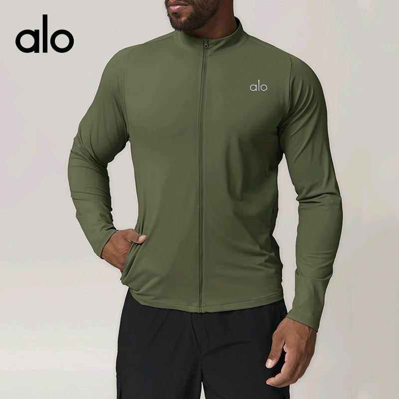 ALO YOGA 💰113💎支持一件代发
aloyoga外套男秋跨境运动休闲立领长袖t恤上衣速干户外训练健身服
【品牌】AlO
【款号】DWT1052
【面料】涤纶/氨纶
【颜色】高级黑，铅灰色，浅灰色（宝蓝色，橄榄绿，需要定制）
【尺码】S，M，L，XL，XXL
 专柜同款品质，厂家直销，货源充足，售后保障