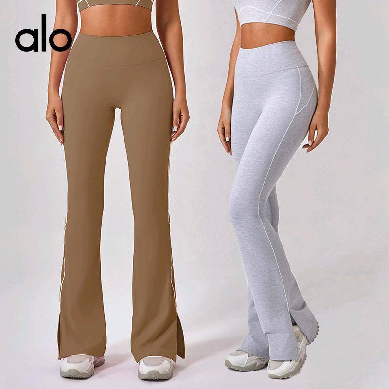 ALO YOGA 💰86💎支持一件代发
alo yoga运动开叉长裤高腰紧身裸感提臀女舞蹈健身户外瑜伽喇叭裤
【品牌】AlO
【款号】KW307
【面料】锦纶/尼龙
【颜色】黑色，麻灰色，粉红色，水蓝色，深卡其色
【尺码】S，M，L，XL
 专柜同款品质，厂家直销，货源充足，售后保障