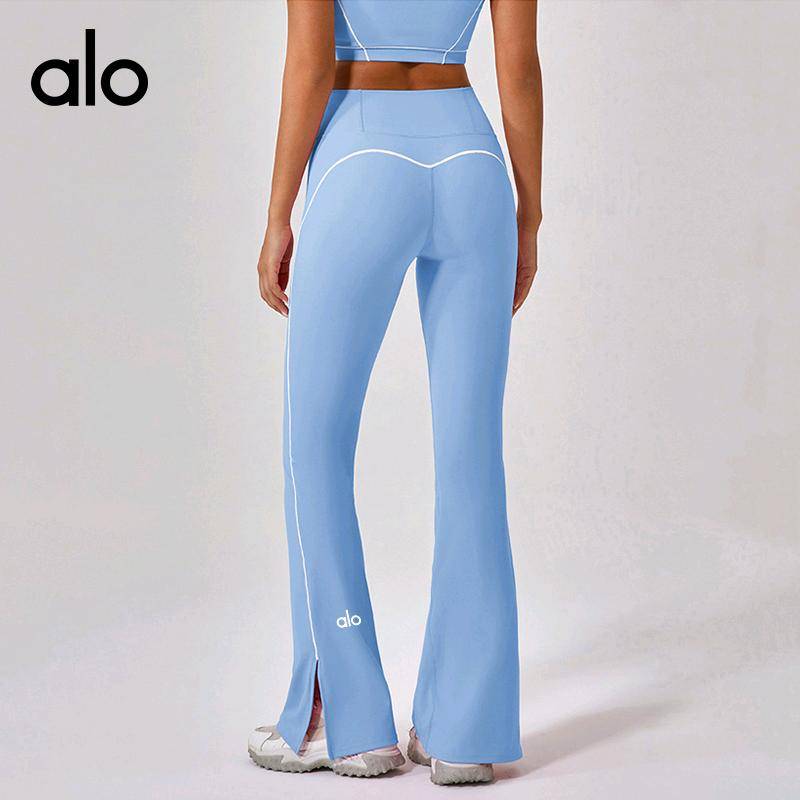 ALO YOGA 💰86💎支持一件代发
alo yoga运动开叉长裤高腰紧身裸感提臀女舞蹈健身户外瑜伽喇叭裤
【品牌】AlO
【款号】KW307
【面料】锦纶/尼龙
【颜色】黑色，麻灰色，粉红色，水蓝色，深卡其色
【尺码】S，M，L，XL
 专柜同款品质，厂家直销，货源充足，售后保障