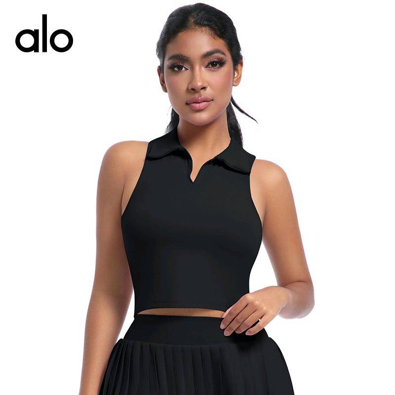ALO YOGA 💰78💎支持一件代发
alo背心户外休闲T恤跑步运动瑜伽健身服套装透气瑜伽裸感网球服
【品牌】AlO
【款号】7084
【面料】锦纶 80%+氨纶 20%
【颜色】海军蓝，黑色，梦幻紫，浅薄荷绿，浅驼色，浅象牙
【尺码】S，M，L，XL
 专柜同款品质，厂家直销，货源充足，售后保障