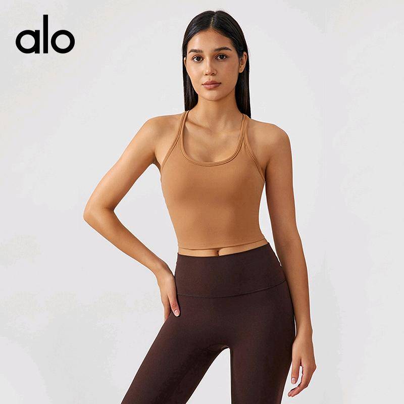 ALO YOGA 💰78💎支持一件代发
aloyoga背心运动瑜伽小背心女弹力休闲百搭健身运动内衣
【品牌】AlO
【款号】S2081
【面料】锦纶/氨纶
【颜色】白色，淡紫灰，河石色，黑色，红宝玉，焦橙色，卡布里蓝，流光灰，流沙粉，米白色，抹茶绿，深碳灰，石榴红，嫣红，月白蓝
【尺码】2，4，6，8，10，12
 专柜同款品质，厂家直销，货源充足，售后保障