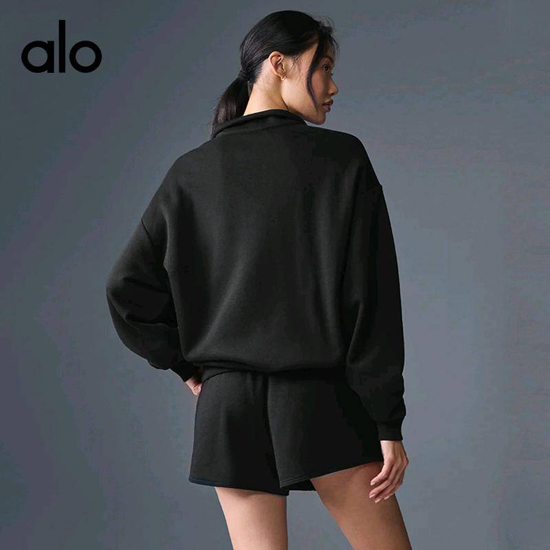 ALO YOGA 💰108💎支持一件代发 
aloyoga 外套保暖翻领半拉链宽松简约纯色卫衣外套
【品牌】ALO 
【款号】JY90032
【面料】棉（聚酯纤维）
【颜色】黑色
【尺码】S，M，L，XL，XXL
 专柜同款品质，厂家直销，货源充足，售后保障