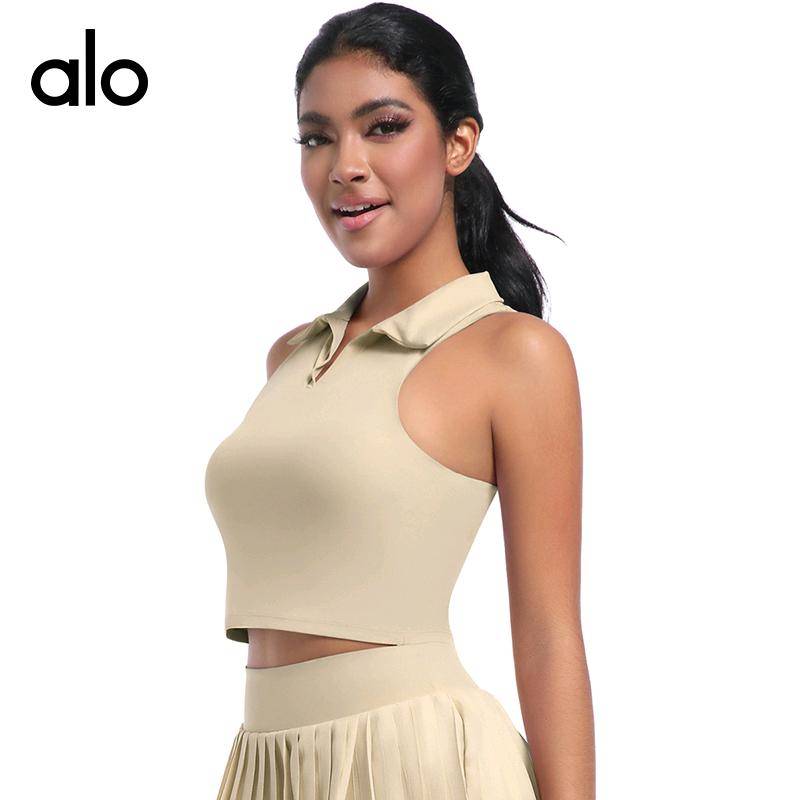 ALO YOGA 💰78💎支持一件代发
alo背心户外休闲T恤跑步运动瑜伽健身服套装透气瑜伽裸感网球服
【品牌】AlO
【款号】7084
【面料】锦纶 80%+氨纶 20%
【颜色】海军蓝，黑色，梦幻紫，浅薄荷绿，浅驼色，浅象牙
【尺码】S，M，L，XL
 专柜同款品质，厂家直销，货源充足，售后保障