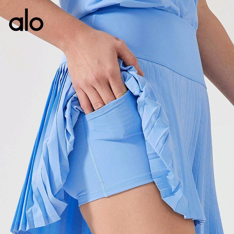 ALO YOGA 💰83💎支持一件代发
alo yoga短裙户外褶皱网球裙高腰收腹侧袋防走光运动短裤
【品牌】AlO
【款号】DK383
【面料】锦纶/氨纶
【颜色】白色，薄粉色 ，波士顿橙，葱绿，复古绿，光束黄，黑色，浅草绿，晴日蓝，维生素粉，西纳特拉蓝
【尺码】4，6，8，10，12
 专柜同款品质，厂家直销，货源充足，售后保障