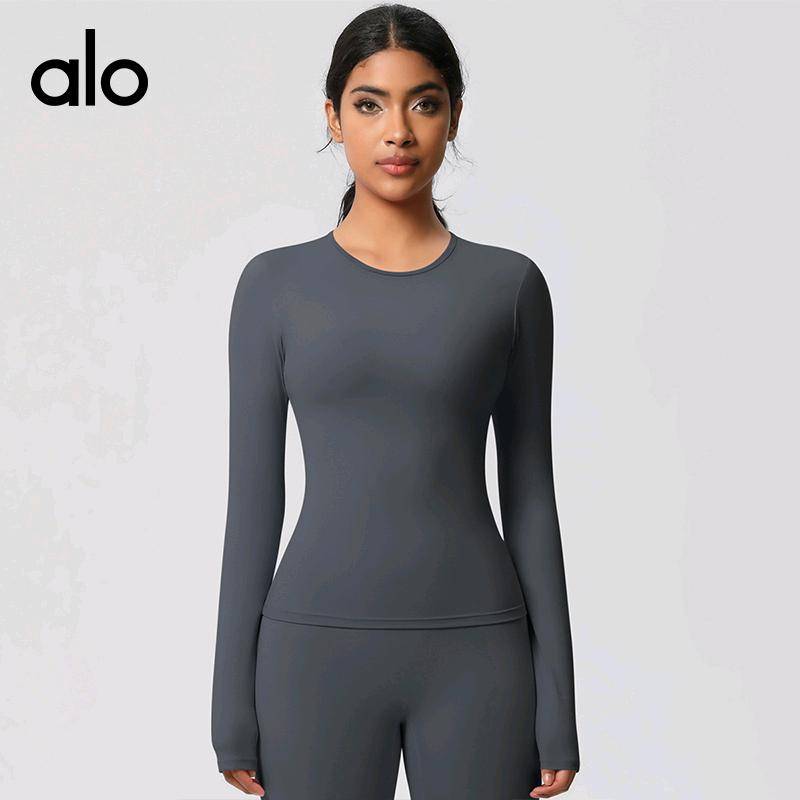 ALO YOGA💰73💎支持一件代发
aloyoga 紧身磨毛瑜伽上衣速干健身服弹力跑步运动T恤
【品牌】ALO 
【款号】CX7102
【面料】氨纶/锦纶
【颜色】霜灰色，板栗色，黑色，徽章蓝，罗勒绿，浅象牙，石墨灰，天空蓝，胭脂红，樱花粉
【尺码】S，M，L，XL
 专柜同款品质，厂家直销，货源充足，售后保障