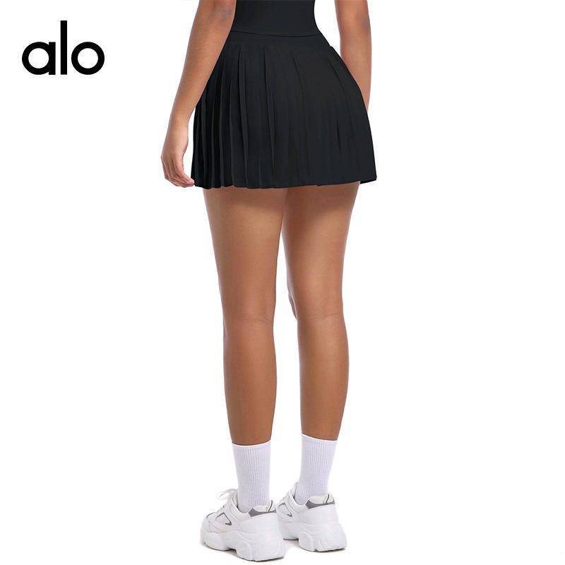ALO YOGA 💰84💎支持一件代发
alo网球裙yoga假两件百褶裙女瑜伽健身短裙防走光速干夏半身裙
【品牌】AlO
【款号】7083
【面料】锦纶/氨纶
【颜色】海军蓝，黑色，梦幻紫，浅薄荷绿，浅驼色，浅象牙
【尺码】S，M，L，XL
 专柜同款品质，厂家直销，货源充足，售后保障