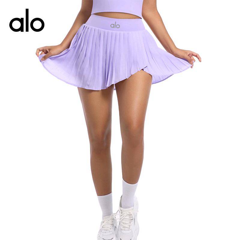 ALO YOGA 💰84💎支持一件代发
alo网球裙yoga假两件百褶裙女瑜伽健身短裙防走光速干夏半身裙
【品牌】AlO
【款号】7083
【面料】锦纶/氨纶
【颜色】海军蓝，黑色，梦幻紫，浅薄荷绿，浅驼色，浅象牙
【尺码】S，M，L，XL
 专柜同款品质，厂家直销，货源充足，售后保障