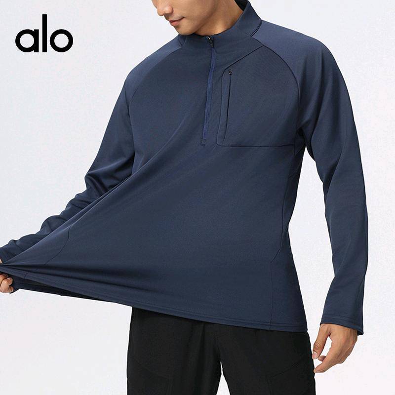 ALO YOGA 💰88💎支持一件代发
aloyoga 半拉链速干衣运动上衣男户外t恤时尚训练骑行跑步健身服
【品牌】AlO
【款号】61188
【面料】聚酯纤维/氨纶
【颜色】宝蓝，黑色，烟灰
【尺码】M，L，XL，2XL，3XL，4XL，5XL
 专柜同款品质，厂家直销，货源充足，售后保障