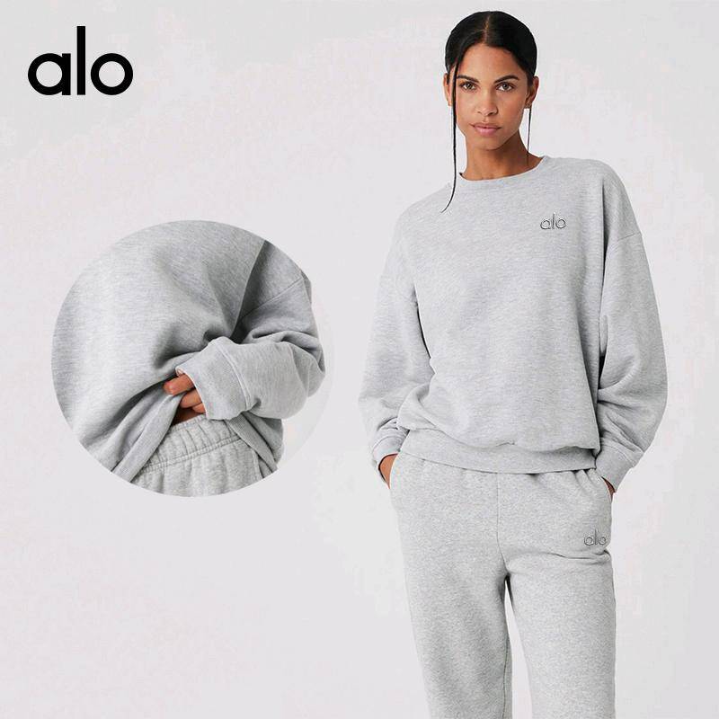 ALO YOGA💰78💎支持一件代发
aloyoga 新款瑜伽服套头休闲宽松圆领卫衣春秋季多巴胺纯色卫衣
【品牌】ALO 
【款号】JY9710（圆领卫衣）
【面料】聚酯纤维/棉
【颜色】白色，藏青色，黑色，麻灰色，深卡其色，铁灰色，雾霾蓝色
【尺码】S，M，L，XL ，XXL ，XXXL
 专柜同款品质，厂家直销，货源充足，售后保障