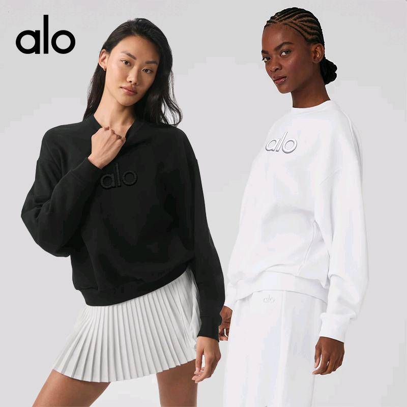 ALO YOGA 💰108💎支持一件代发
aloyoga 秋冬新款刺绣圆领卫衣女外穿宽松保暖休闲运动上衣外套
【品牌】ALO 
【款号】JY900（刺绣版）
【面料】棉/聚酯纤维
【颜色】黑色，白色
【尺码】S，M，L，XL
 专柜同款品质，厂家直销，货源充足，售后保障