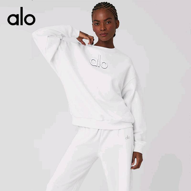 ALO YOGA 💰108💎支持一件代发
aloyoga 秋冬新款刺绣圆领卫衣女外穿宽松保暖休闲运动上衣外套
【品牌】ALO 
【款号】JY900（刺绣版）
【面料】棉/聚酯纤维
【颜色】黑色，白色
【尺码】S，M，L，XL
 专柜同款品质，厂家直销，货源充足，售后保障