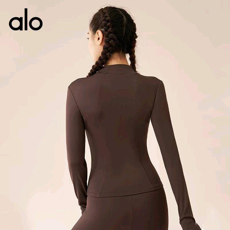 ALO YOGA💰85💎支持一件代发
aloyoga秋冬新款加厚瑜伽外套无缝跑步运动上衣高弹运动健身服女
【品牌】ALO 
【款号】JYMW065
【面料】聚酯纤维/氨纶
【颜色】豆蔻绿，海岩灰，酱茄紫，秋妃红，星耀黑，蒸馏咖啡
【尺码】S，M，L，XL ，XXL ，XXXL
 专柜同款品质，厂家直销，货源充足，售后保障