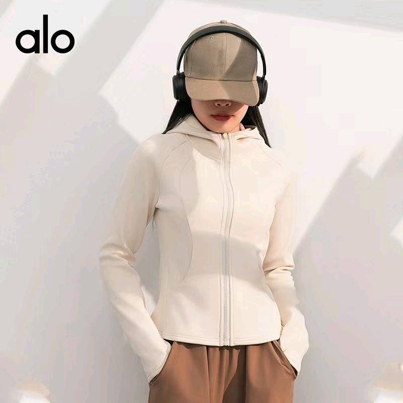 ALO YOGA 💰93💎支持一件代发 
alo yoga 加绒瑜伽外套健身收腰运动女休闲外套
【品牌】ALO 
【款号】JYMW141
【面料】94%聚酯纤维+6%氨纶
【颜色】象牙白，星耀黑，蒸馏咖啡
【尺码】S，M，L，XL，XXL
 专柜同款品质，厂家直销，货源充足，售后保障