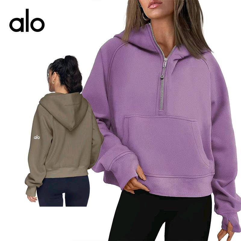 ALO YOGA 💰88💎支持一件代发
aloyoga 纯色秋冬上新新款连帽拉链加厚卫衣宽松上衣外套
【品牌】AlO
【款号】D130
【面料】涤纶+氨纶
【颜色】白色，粉色，黑色，咖啡色，绿色，浅灰色，浅绿色，紫色
【尺码】S，M，L，XL
 专柜同款品质，厂家直销，货源充足，售后保障