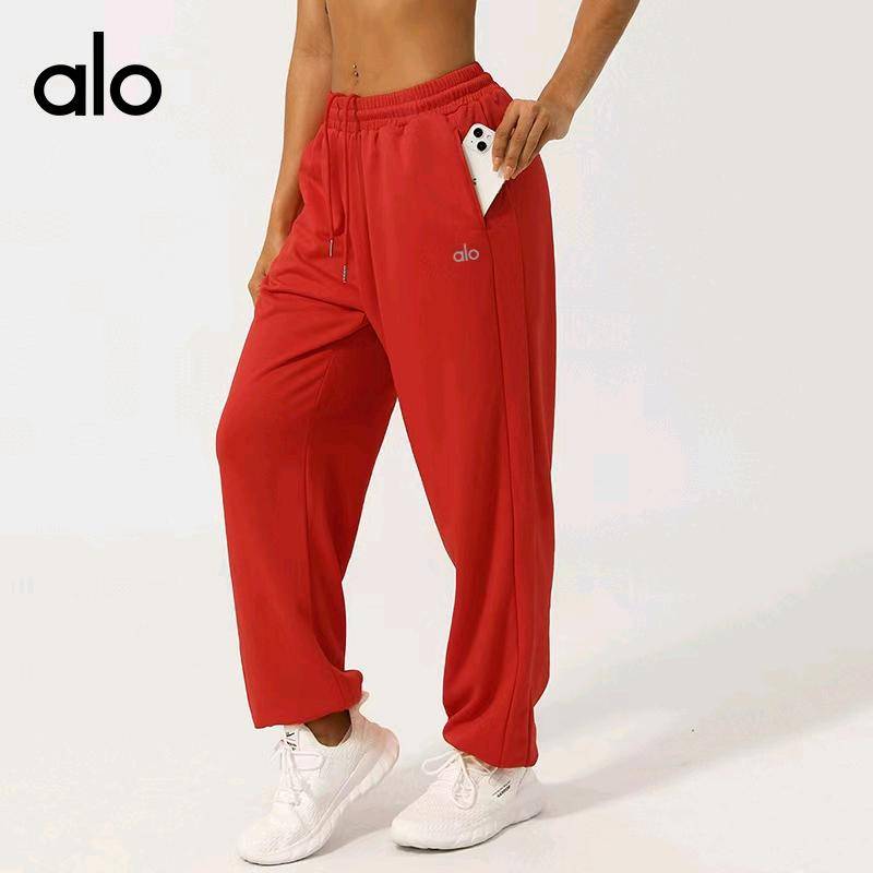 ALO YOGA 💰93💎支持一件代发 
alo yoga纯色女子高腰束脚运动卫裤宽松直筒休闲裤口袋慢跑裤
【品牌】ALO 
【款号】JY2426
【面料】涤纶
【颜色】海洋蓝，黑色，花灰，葡萄紫，曙红
【尺码】S，M，L，XL
 专柜同款品质，厂家直销，货源充足，售后保障