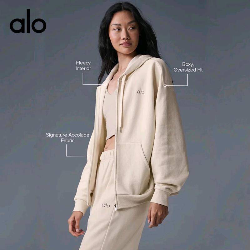 ALO YOGA💰98💎支持一件代发
aloyoga瑜伽外套带帽运动户外长袖健身服卫衣外套
【品牌】ALO 
【款号】WT9709
【面料】锦纶/氨纶
【颜色】黑色，麻灰色，藏青色，米白色，铁灰色，花灰色
【尺码】S，M，L，XL，2XL，3XL，4XL，5XL
 专柜同款品质，厂家直销，货源充足，售后保障
