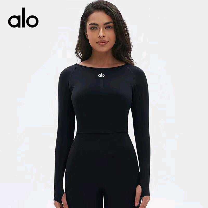 ALO YOGA 💰73💎支持一件代发 
aloyoga 纯色紧身运动长袖上衣高弹透气跑步健身瑜伽服T恤
【品牌】ALO 
【款号】6666
【面料】50%人棉 42%涤纶 8%氨纶
【颜色】黑色，深灰，深蓝，月光白，棕色
【尺码】S，M，L
 专柜同款品质，厂家直销，货源充足，售后保障